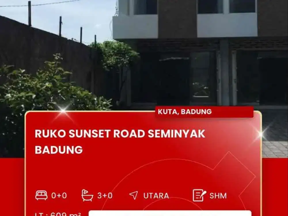 DISEWAKAN RUKO STRATEGIS DAERAH SUNSET ROAD SEMINYAK BADUNG BALI