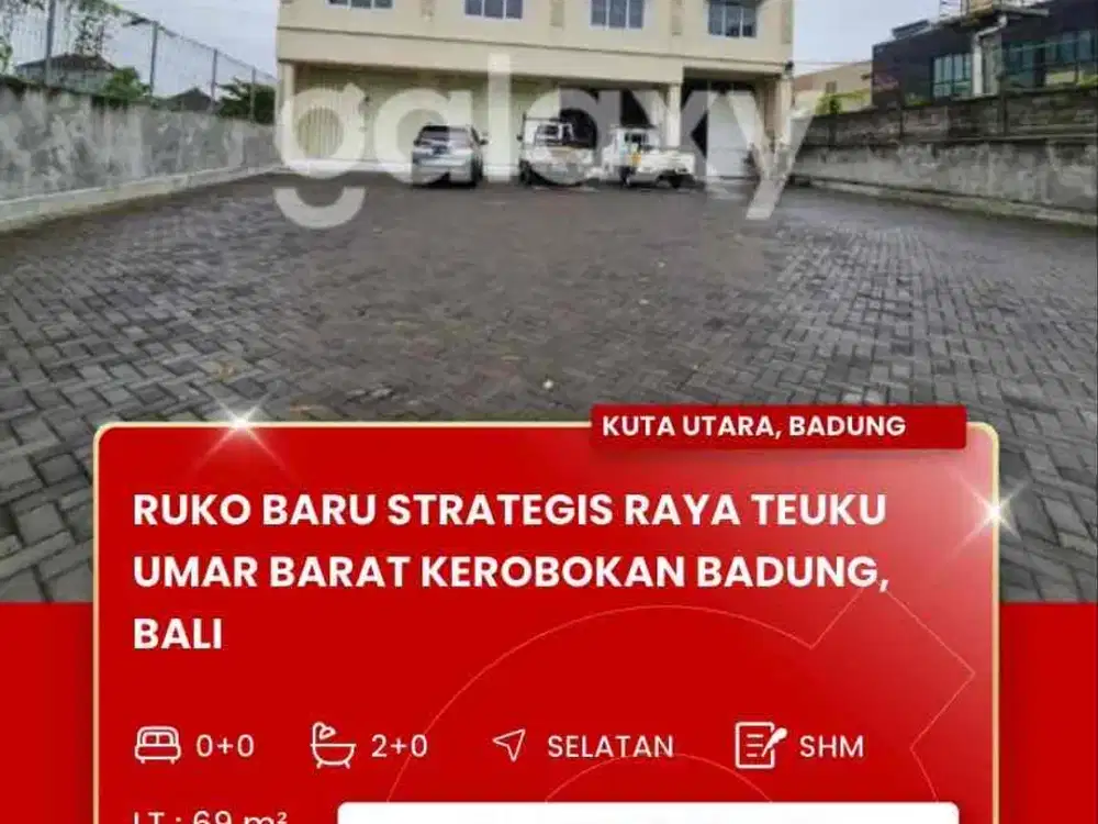 DISEWAKAN RUKO STRATEGIS DAERAH TEUKU UMAR BARAT KEROBOKAN BADUNG BALI