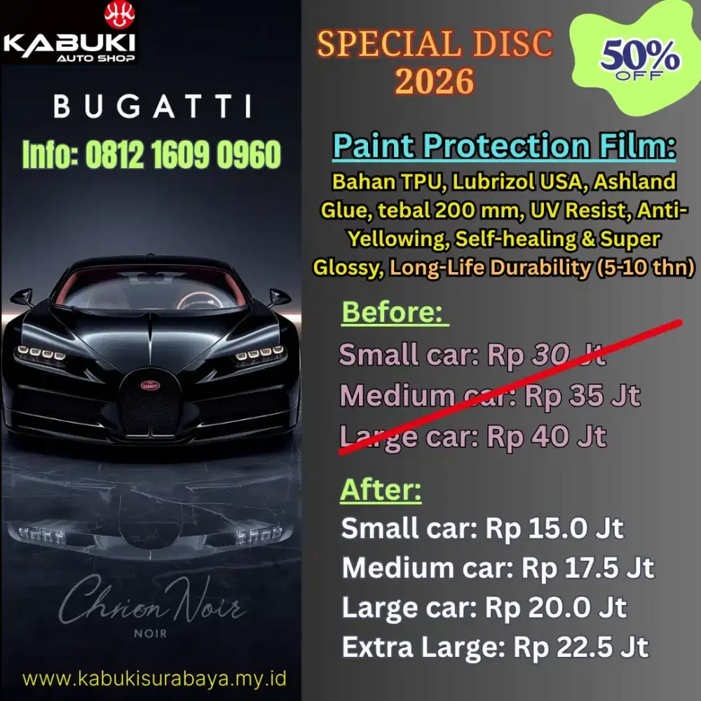 Pasang PPF Film bahan TPU Lubrizol USA tahan gores & benturan