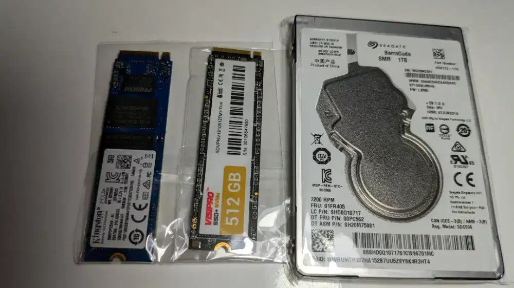 Ssd Nvme m2 hdd 2.5 seagate baracuda 1tb Visipro 512 Kingston 255