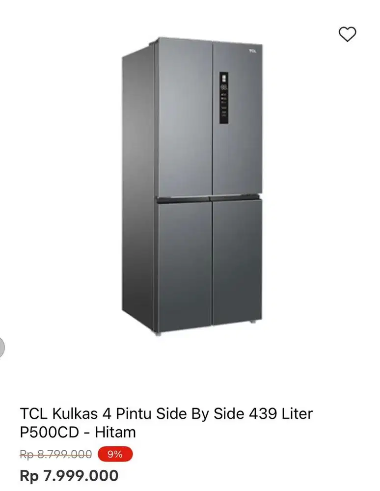 KULKAS TCL SBS 439liter