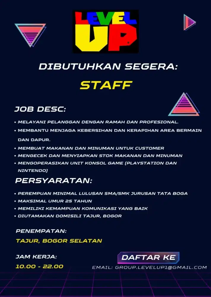 LOWONGAN KERJA STAFF RENTAL PS