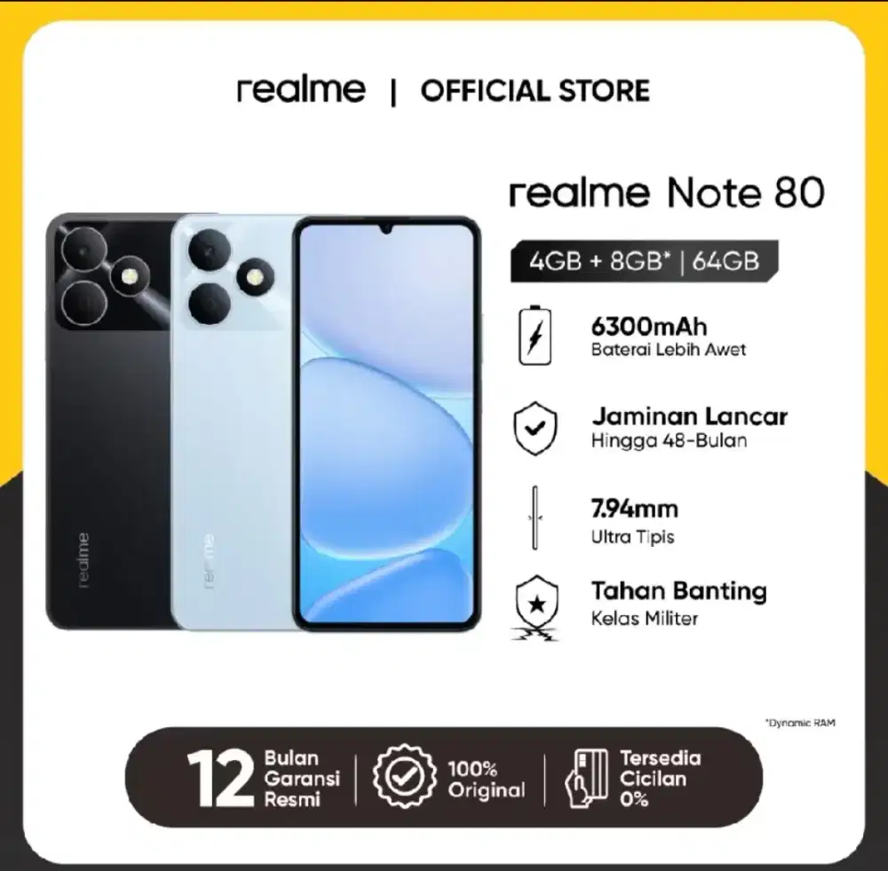 realme Note 80 — RAM 12GB/64GB — Garansi Resmi 1 Tahun — Baru