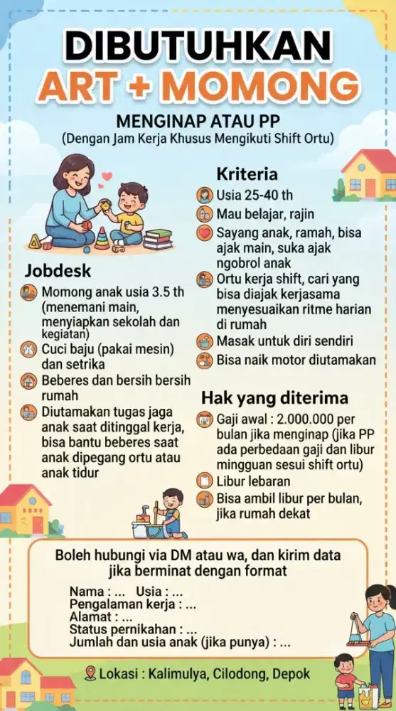 Di butuhkan ART momong anak