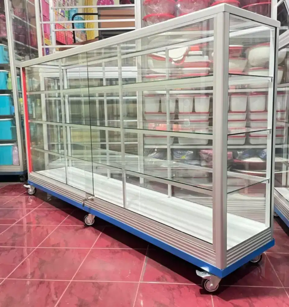 Etalase Aluminium 2 Meter Pakai Roda
