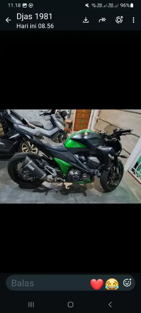 Kawasaki Z800 2014, 1 tangan, plat D, full paper