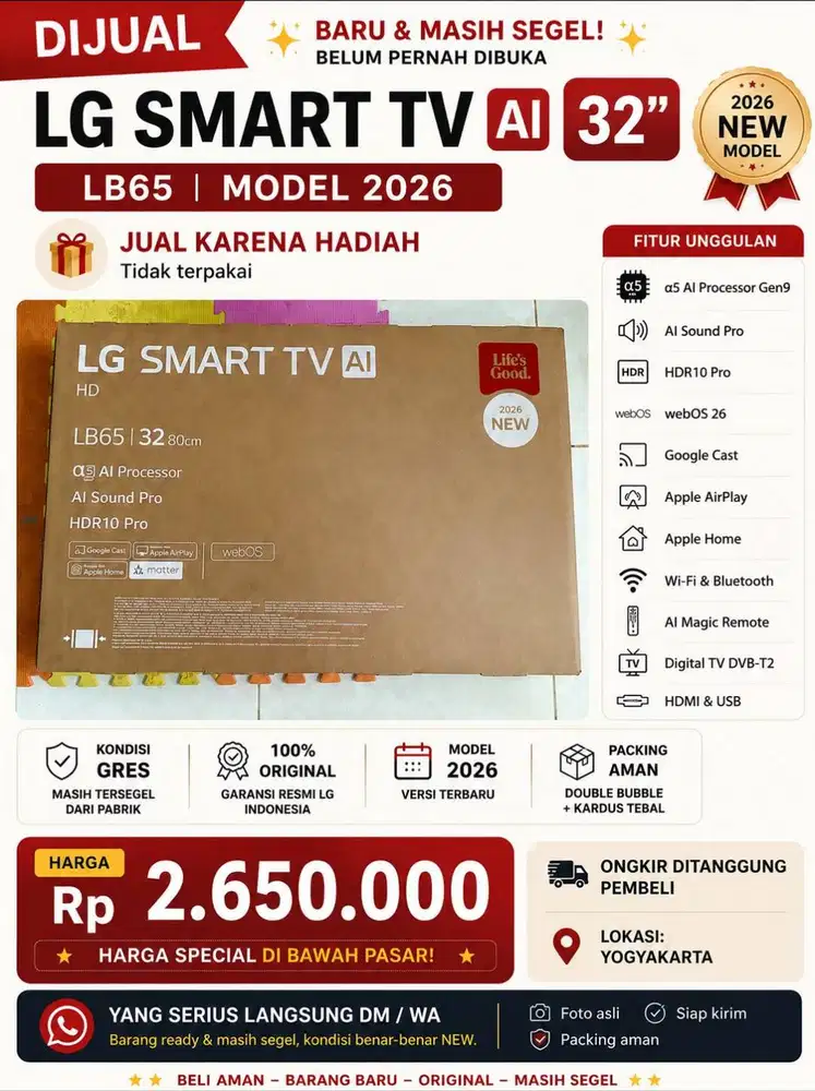 LG Smart TV 32 Inch LB65 – Baru Segel – Harga 2,65 Juta