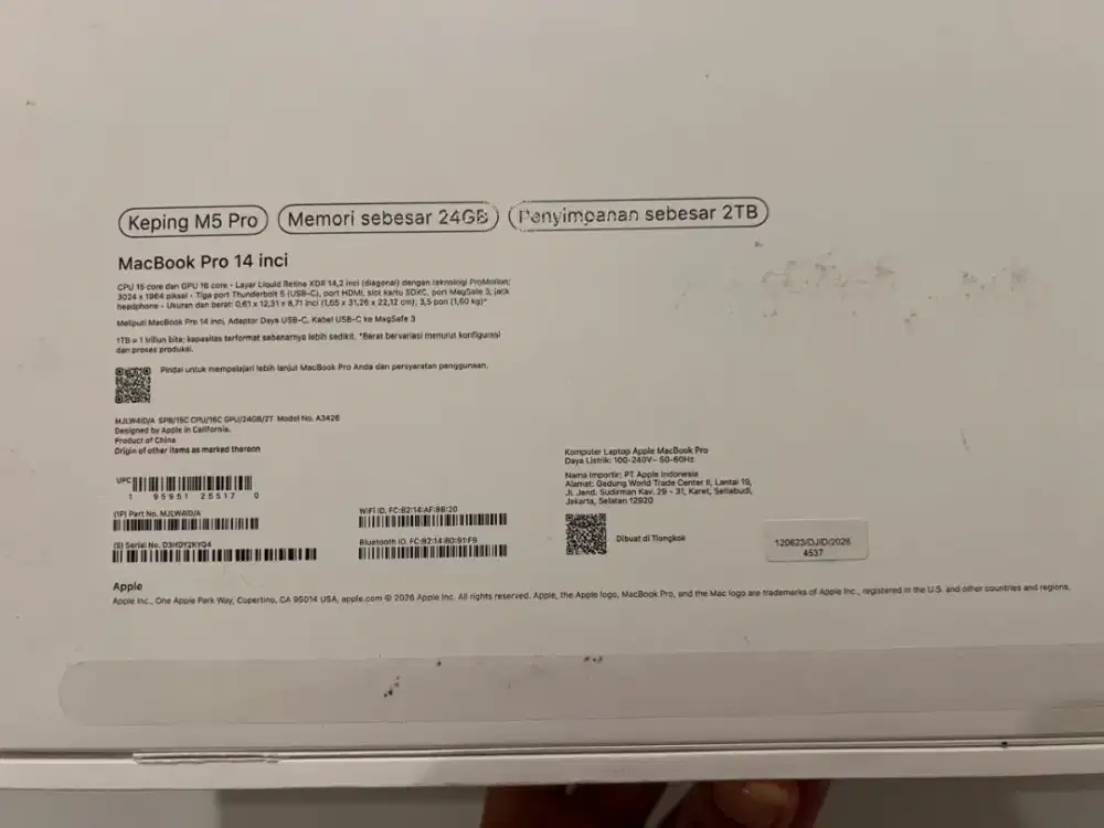 MacBook Pro 14 M5 Pro 24GB 2TB SSD 2026 iBox Original Resmi