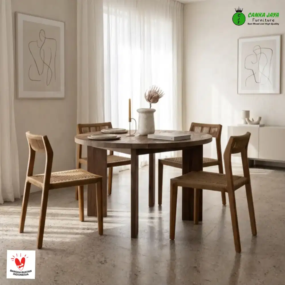 CANKA Niash  - Set Meja Bundar 4 Kursi Modern Klasik Murah Minimalis