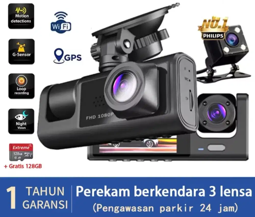 Dashcam Philips Dual Camera Lumayan Mulus tidak termasuk SD CARD