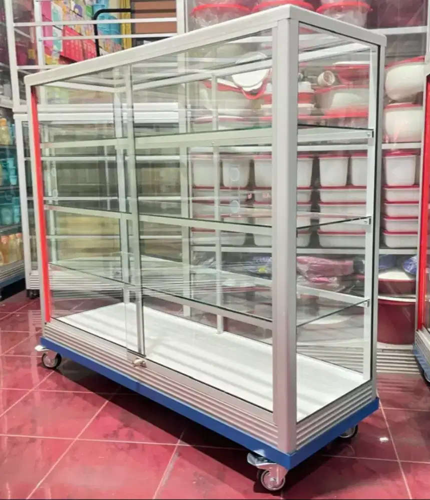 Etalase Ukuran 1,2Mx1M Pakai Roda Harga Murah