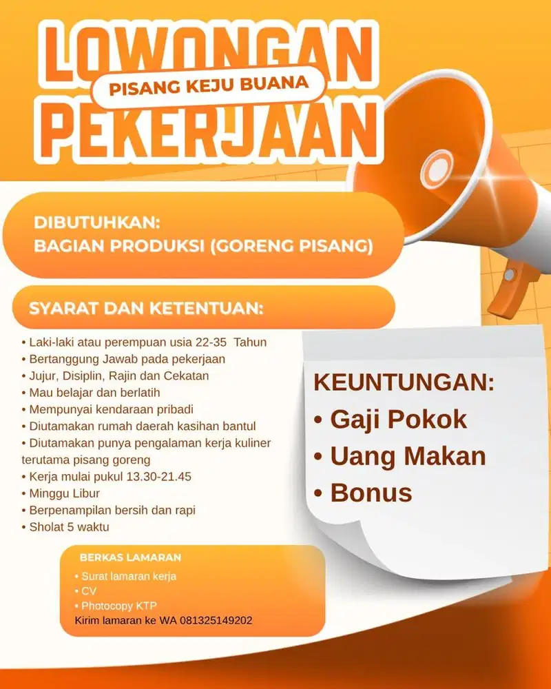 Lowongan Kerja pisang keju buana
