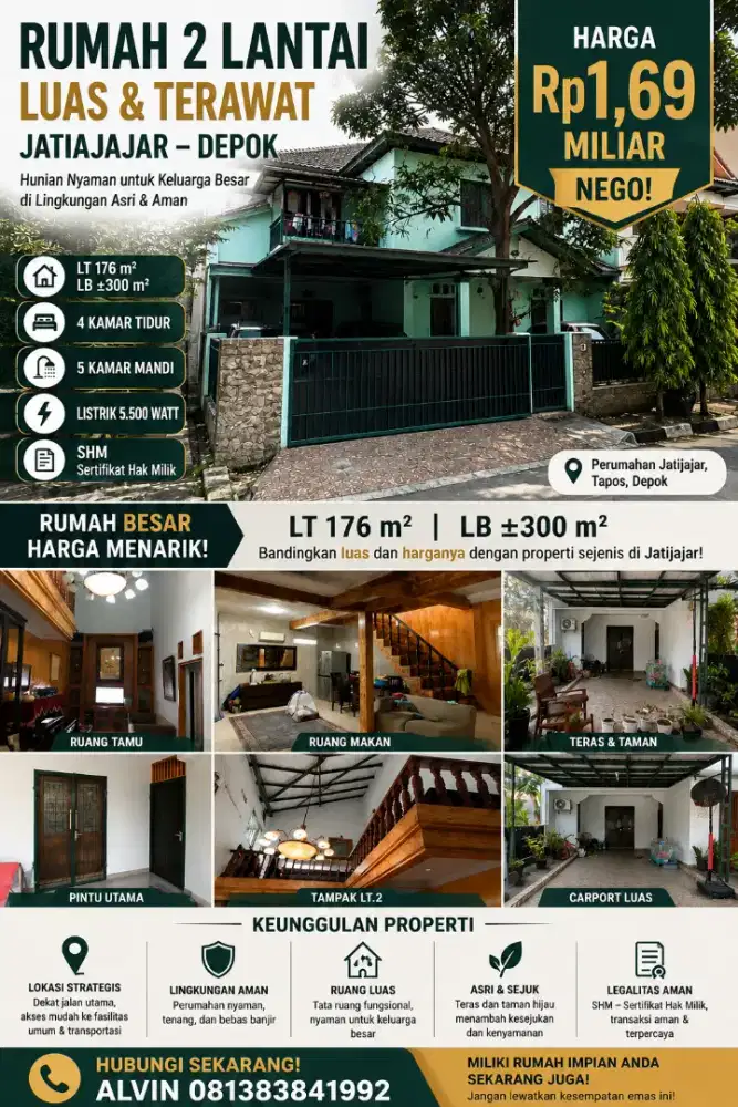 Di jual CEPAT RUMAH LUAS 300 METER JATIJAJAR DEPOK