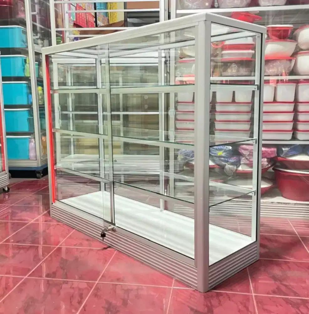 Etalase kaca Serbagun panjang 1,2 meter
