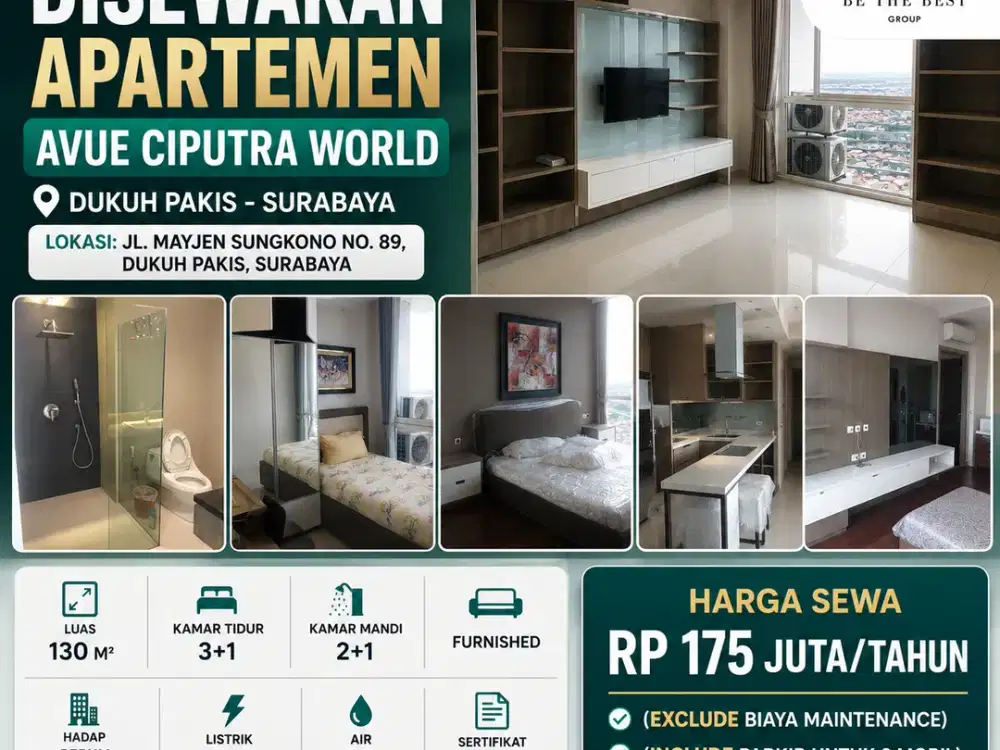 FURNISHED!! DISEWAKAN APARTEMEN AVUE CIPUTRA WORLD – DUKUH PAKIS SURABAYA