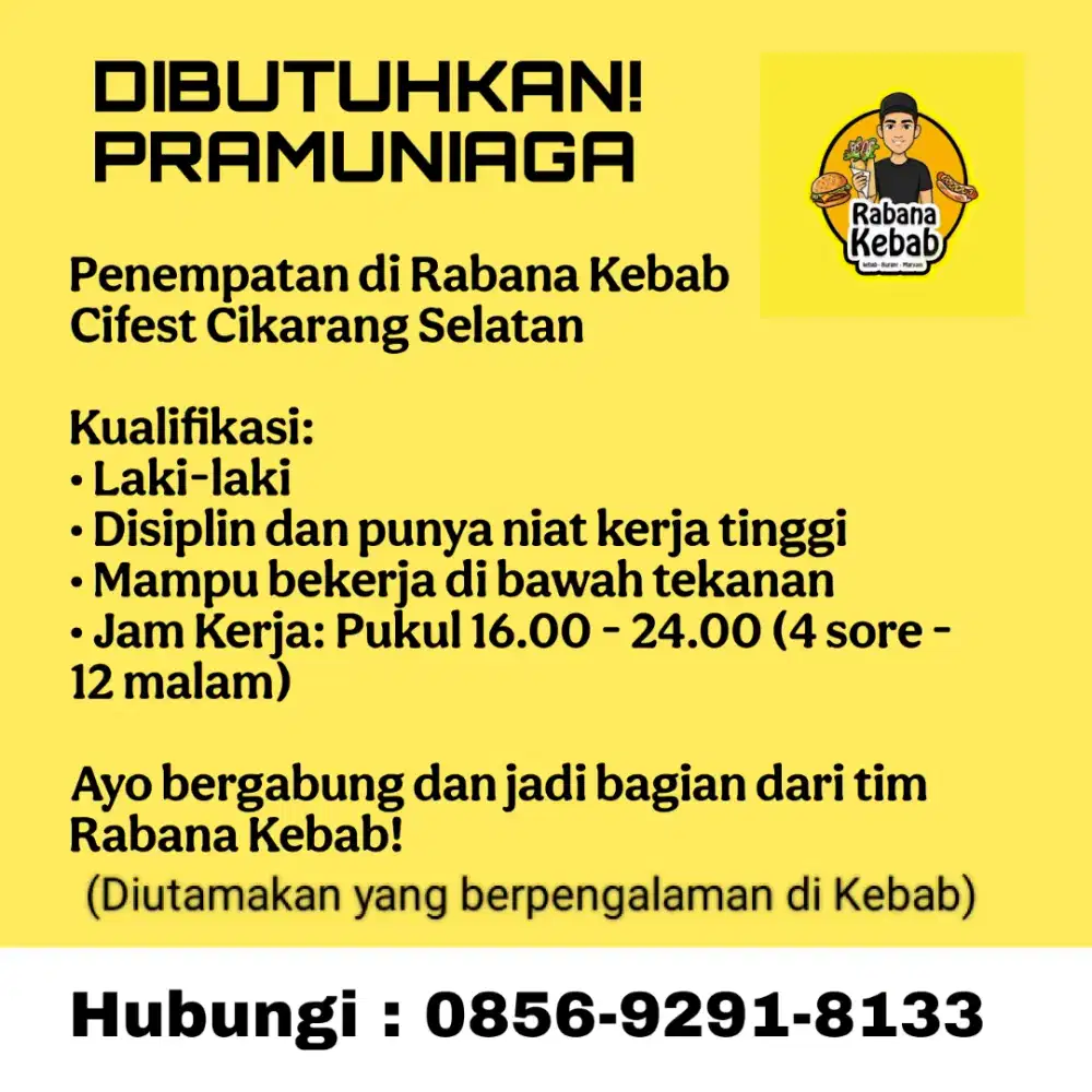 Loker Pramuniaga Kebab