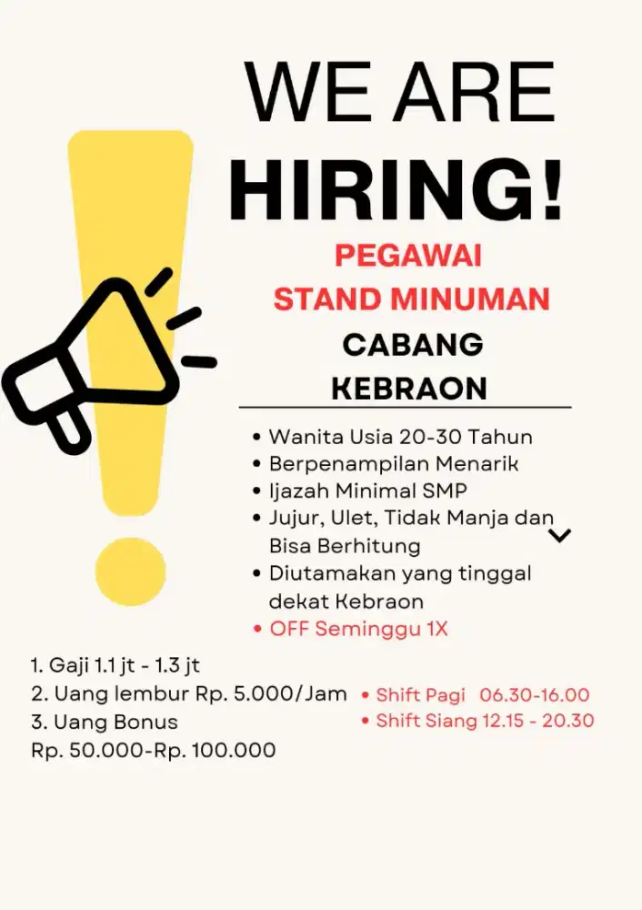 PEGAWAI STAND ES TEH - CABANG KEBRAON