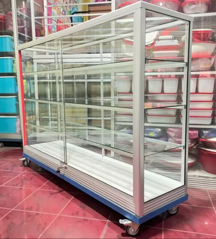 Etalase 1,5Mx1M Pakai Siku Besi + RODA BESAR Siap Kirim
