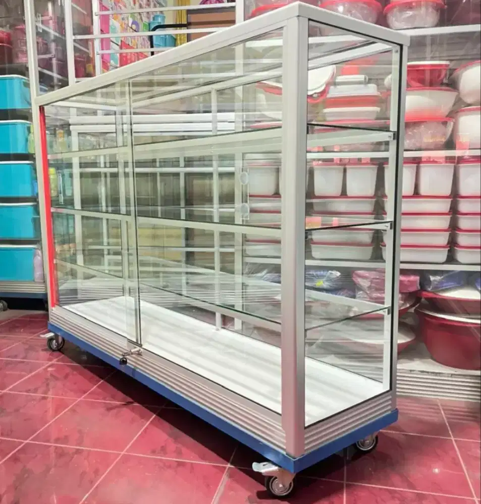 Etalase 1,5Mx1M Pakai Siku Besi + RODA BESAR Barang Ready