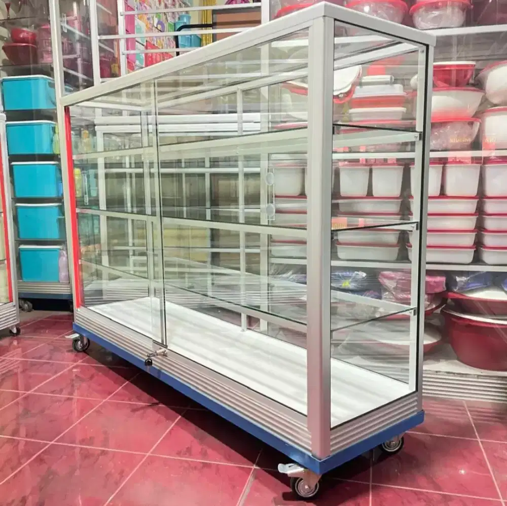 Etalase 1,5Mx1M Pakai Siku Besi + RODA BESAR Buat Warung/Toko