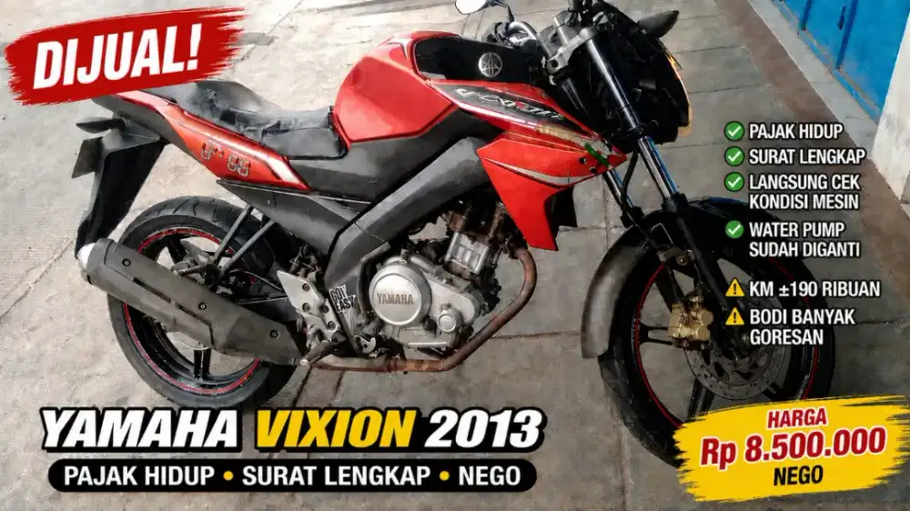 Dijual Yamaha Vixion 2013, plat Jakarta.