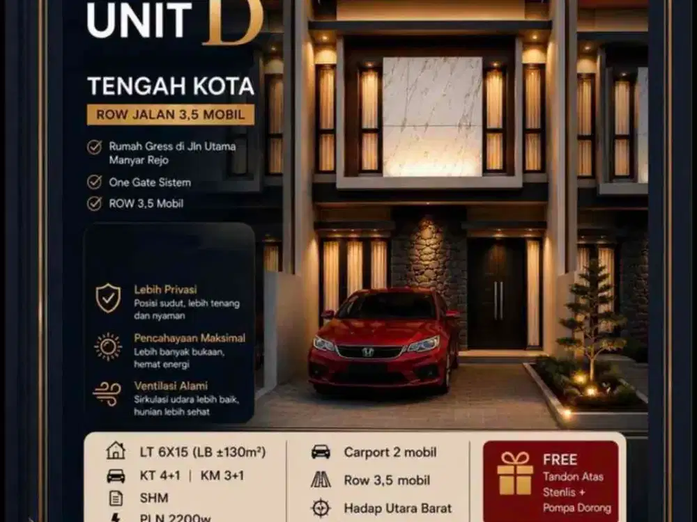 Dijual Rumah Manyar Rejo! Baru Gress! 2 Lantai!