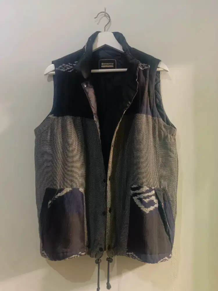 Soemarto Black And Blue Wool Patchwork Quilted Puffer Vest