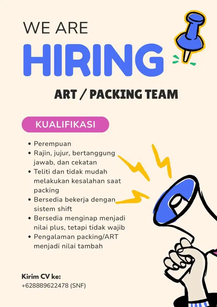 LOWONGAN KERJA - ART / PACKING TEAM
