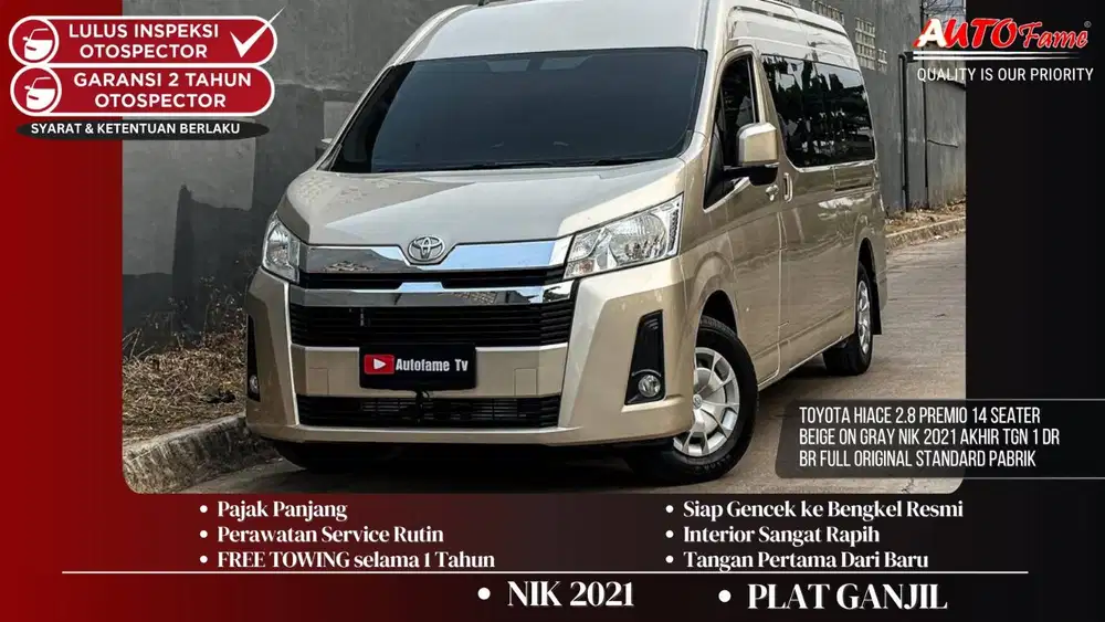 Toyota Hiace 2.8 Premio 14 Seater Beige On Gray NIK 2021 Akhir Tgn 1 D