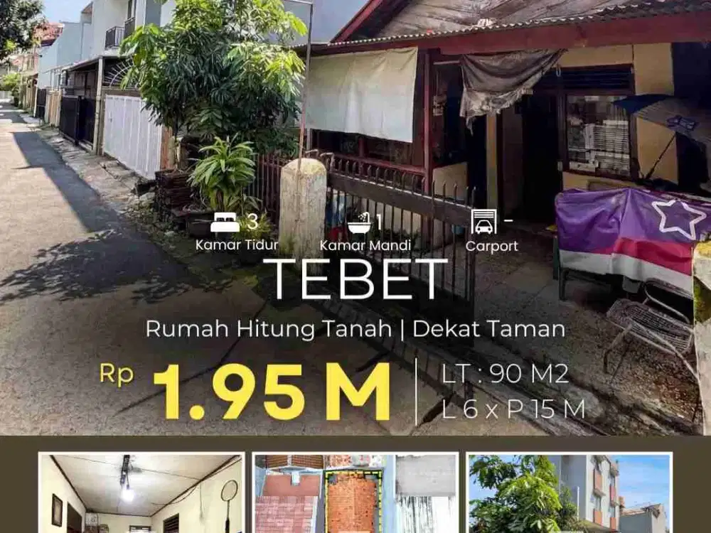 Rumah hitung tanah paling murah di Tebet