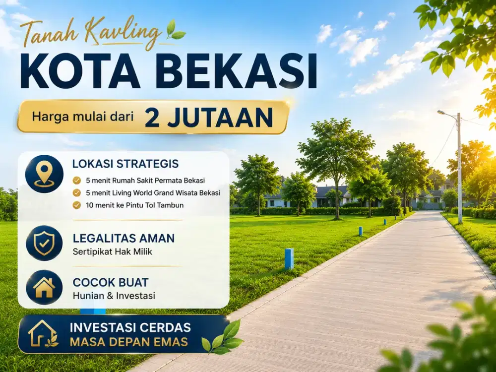 Kavling Murah Bekasi 2 Jt-an, 5 Menit Living World Grand Wisata, SHM