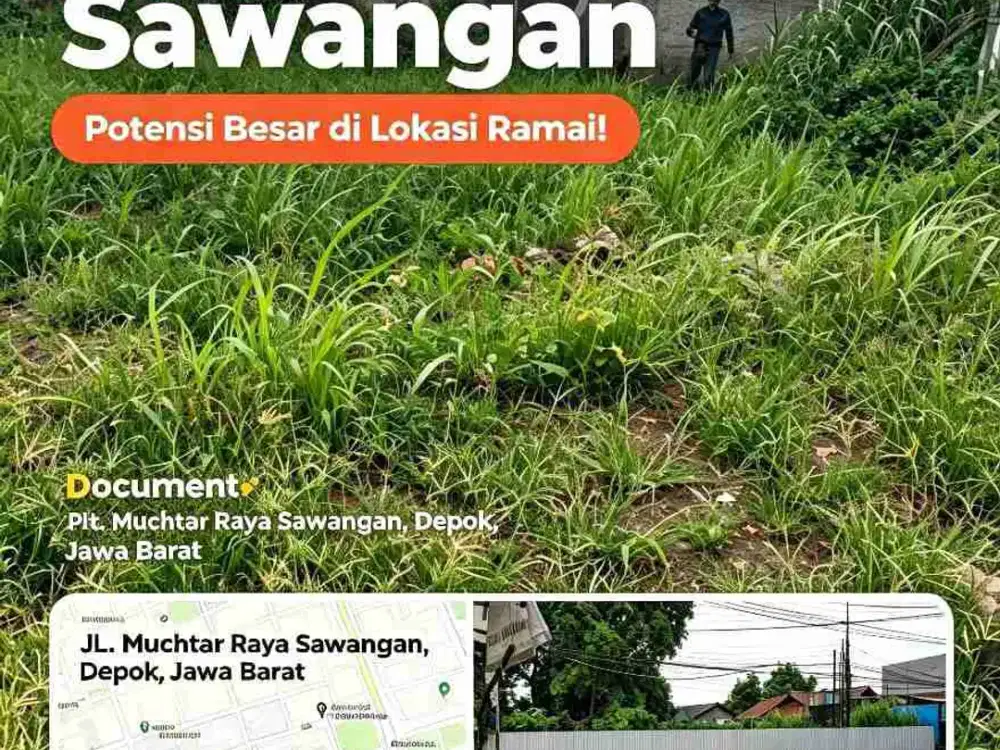 Lokasi Strategis Depok, Tanah Luas SHM Di Jalan Utama Siap Bangun