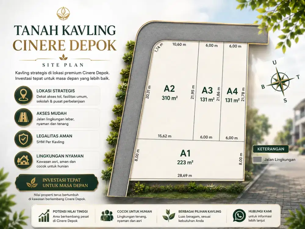 Kavling Murah Cinere Siap Bangun Hunian, SHM Sudah Pecah per Unit