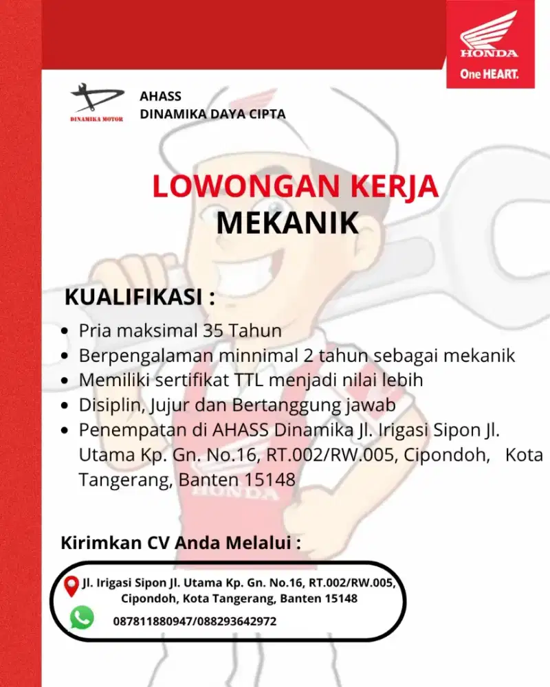 Loker Mekanik AHASS Dinamika