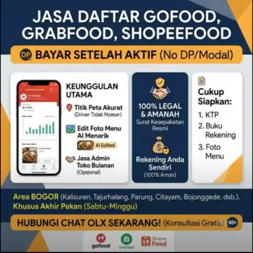 Jasa Pembuatan Grabfood, Shopeefood, Gofood
