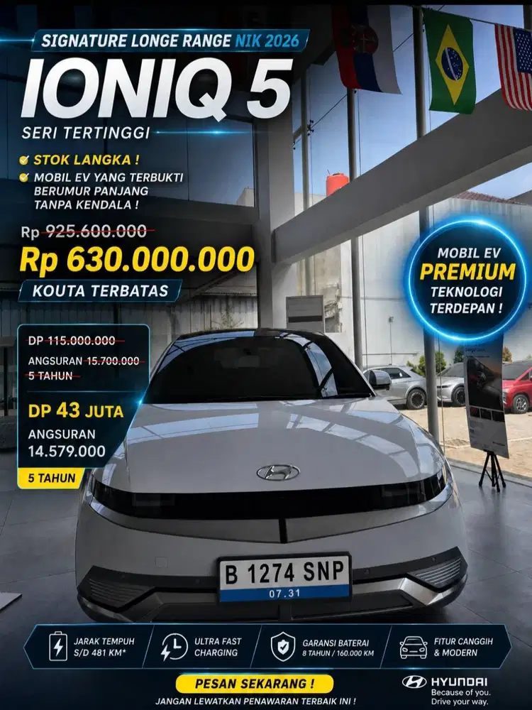 Stok Langka IONIQ 5 BLUELINK 2026 Signature longe range seri tertinggi