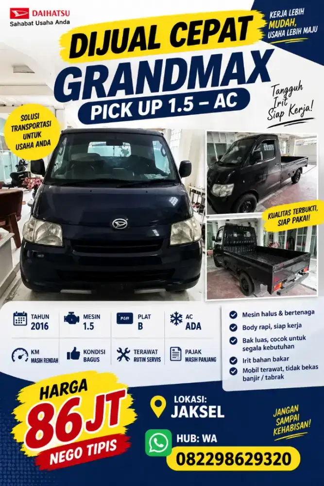Dijual Cepat Mobil Pickup Grandmax 1.5 AC - Th 2016