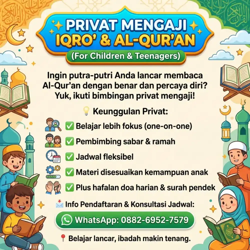Privat Mengaji iqro' dan Alqur’an