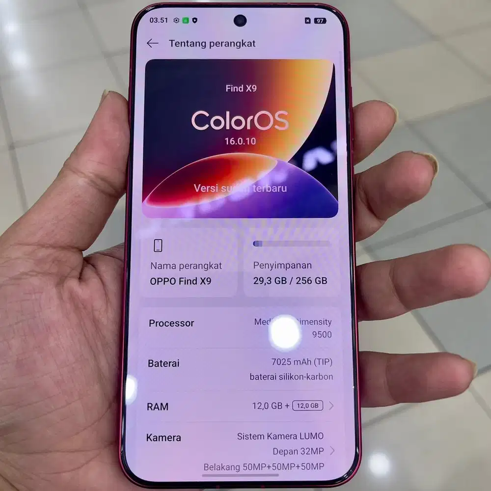 Oppo find x9 ram 12 / 256 resmi fullset original nov 27