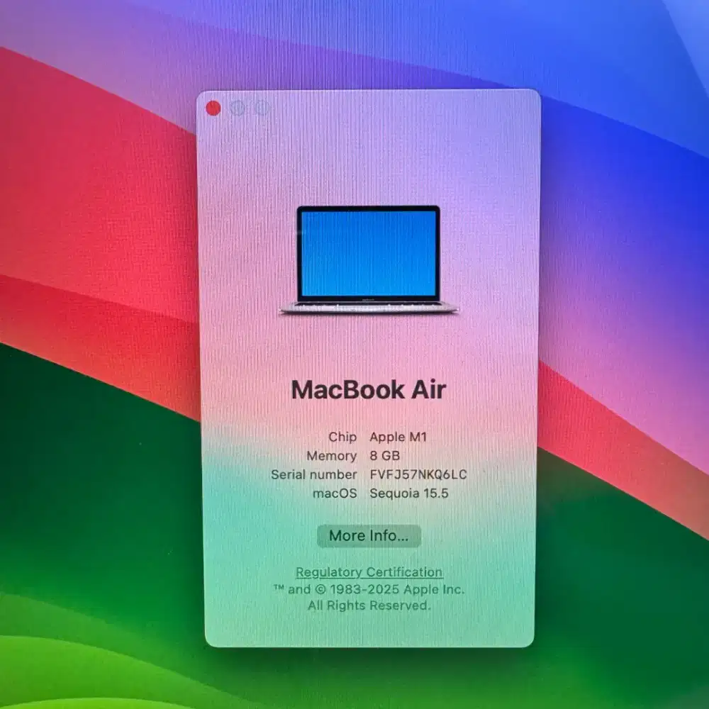 Macbook Air M1 Ram 8 Ssd 256 Layar 13 inch Full set Rose Gold