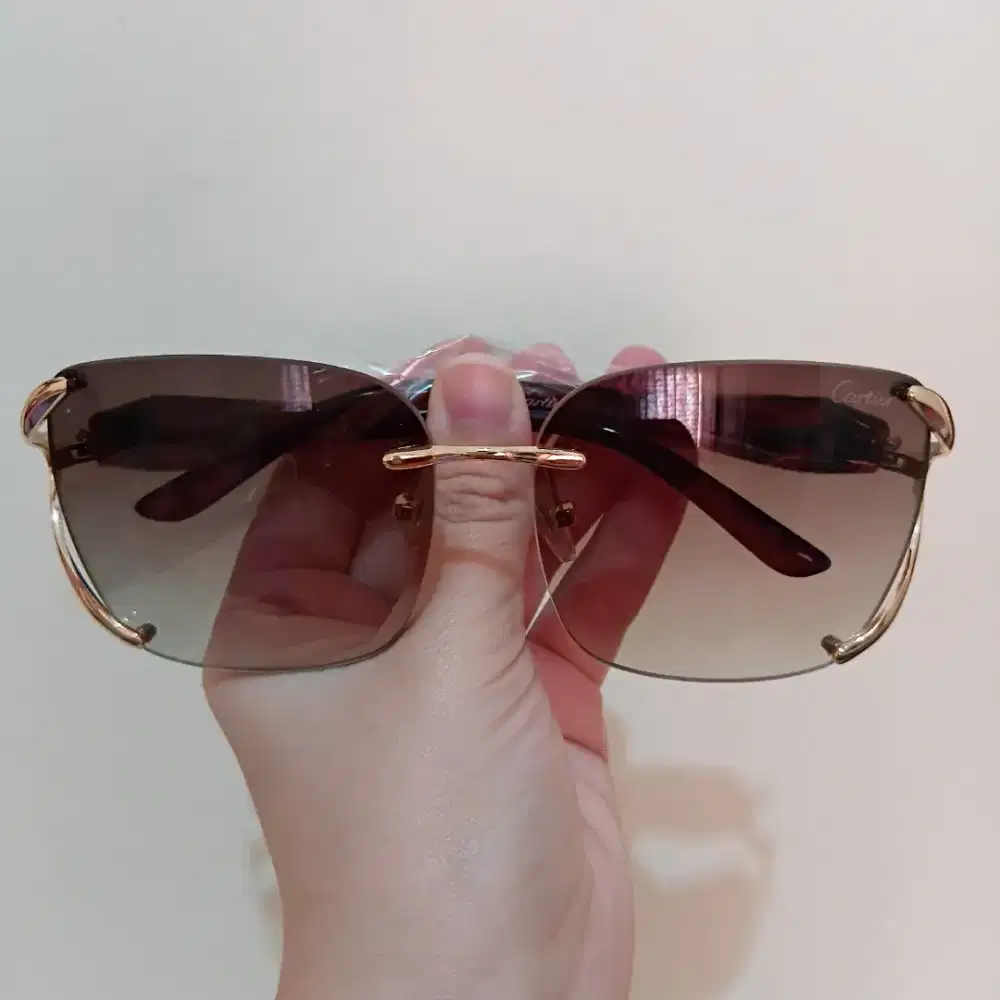 FRAME KACAMATA COKLAT WANITA ANTI SILAU SUNGLASSES CARTIER