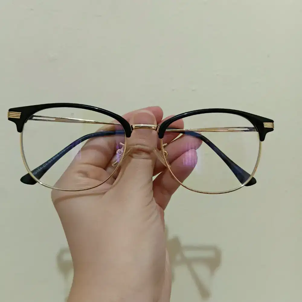 FRAME KACAMATA WANITA PRIA UNISEX HITAM EMAS