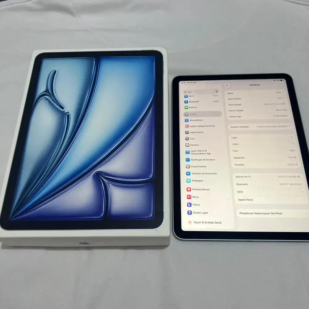 Ipad air m4 128gb 11 inch blue inter fullset likenew