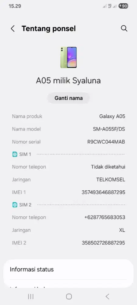 Jual cepat hp samsung a05