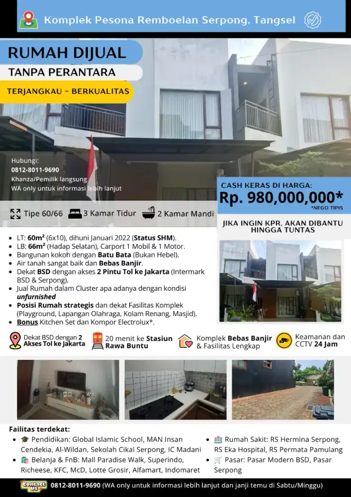 Rumah Dijual area Buaran, Serpong - BSD - Jakarta