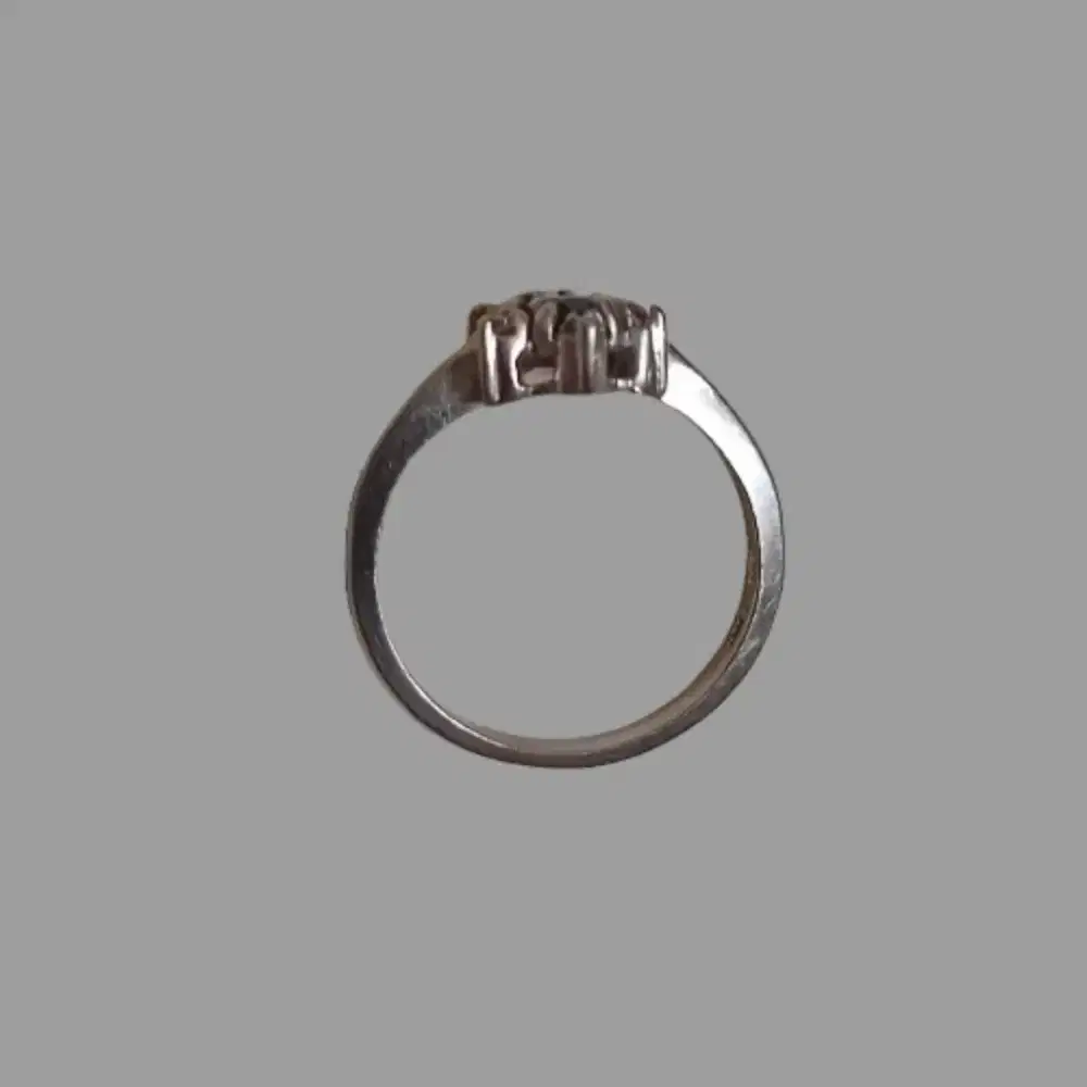 Cincin Wanita Emas Putih Eropa 10K Berlian Safir 1.9gr Size 17