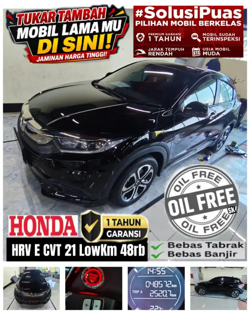 [LowKm 48rb Bergaransi] HONDA HRV E 1.5 CVT CKD HITAM (1#DARI BARU)