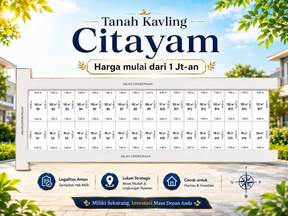 Tanah Murah 1 Jt-an, 15 Menit Stasiun Citayam, SHM