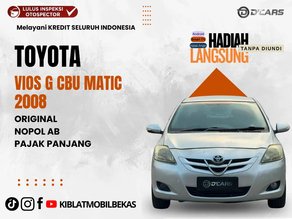 DIJUAL VIOS G MATIC CBU 2008 ORIGINAL NOPOL LOKAL