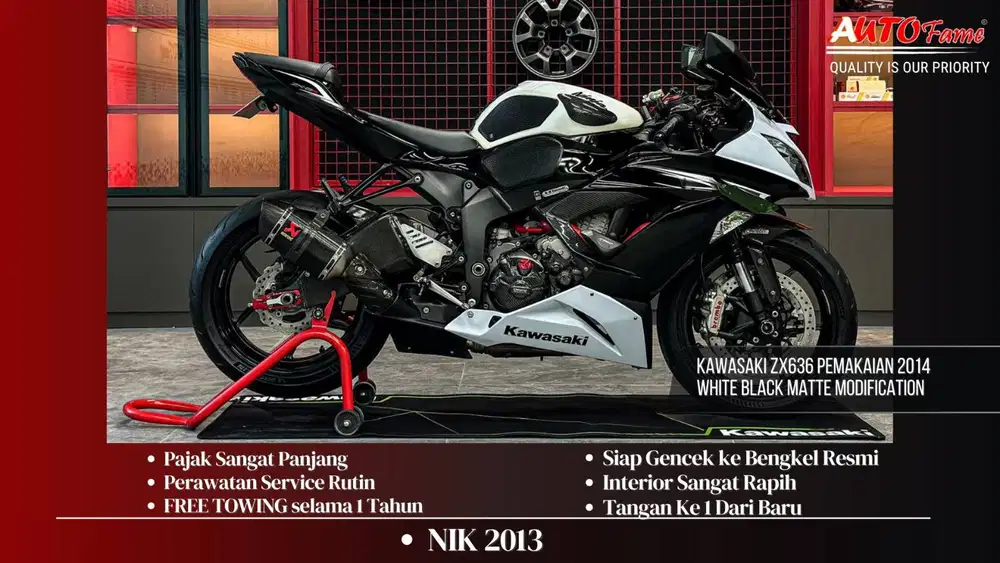 Kawasaki ZX636 Pemakaian 2014 White Black Matte Modification NIK 2013